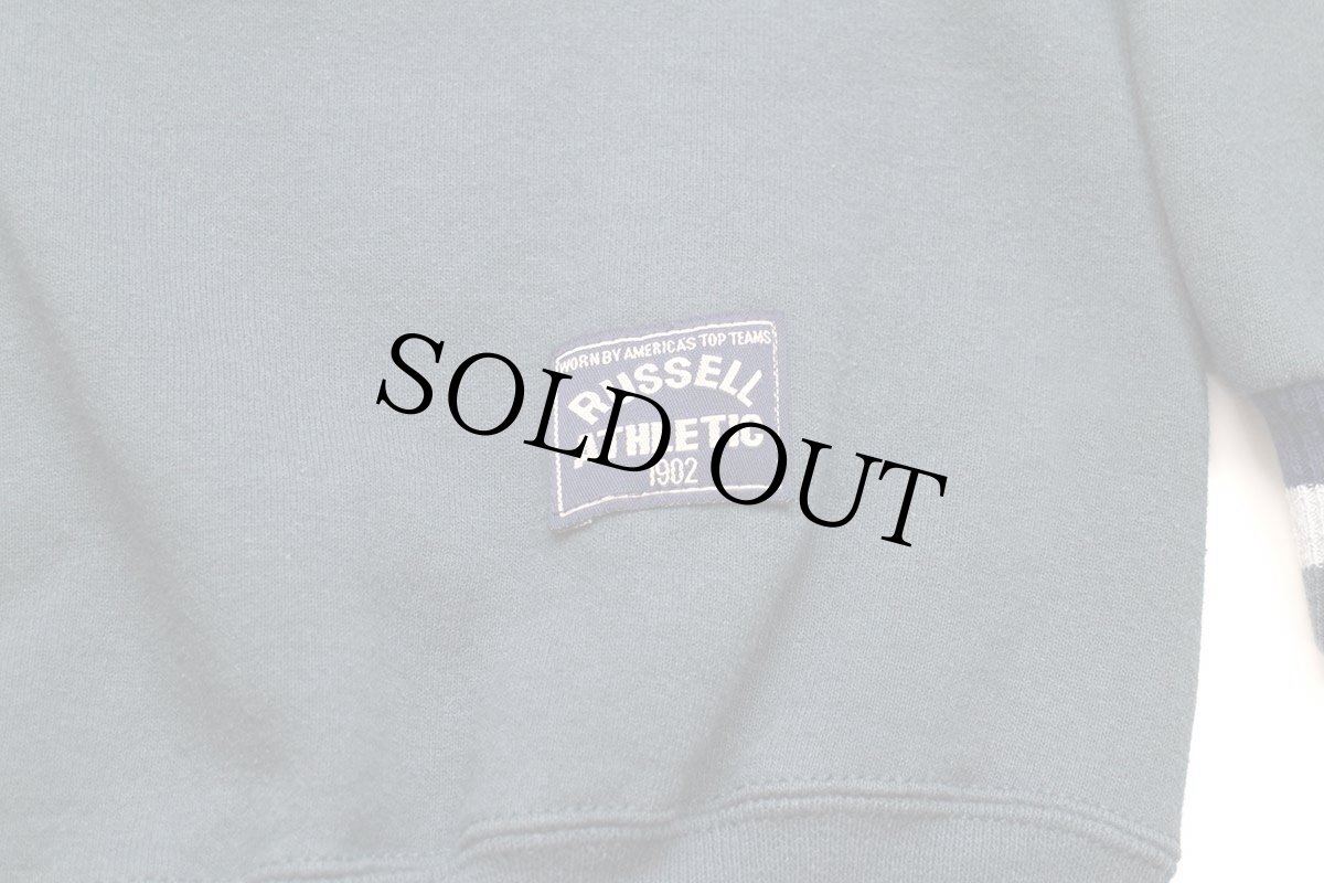 画像5: 90s USA製 RUSSELLラッセル 無地 Vネック リブライン スウェット 深緑 L (5)