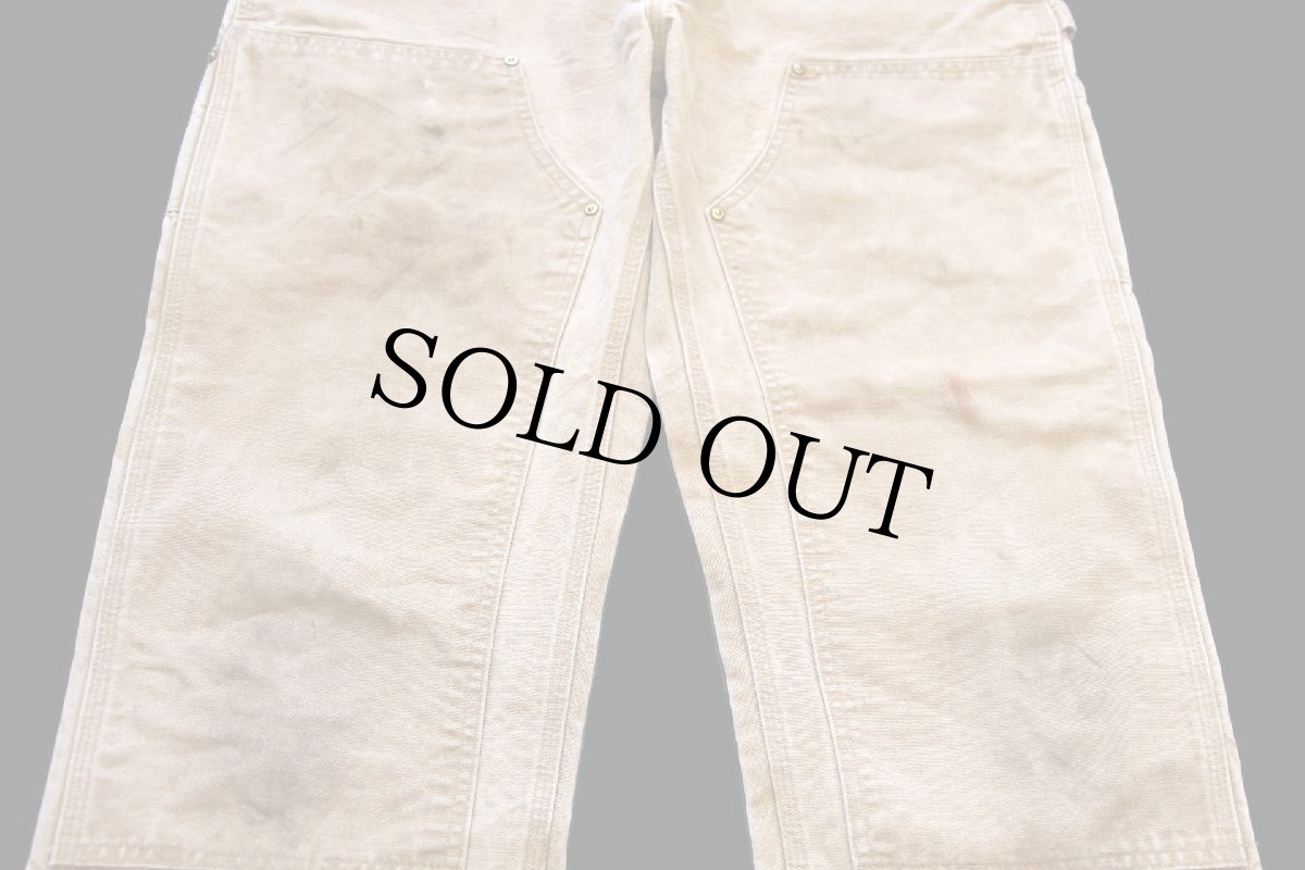 画像4: 00s メキシコ製 carharttカーハート ダブルニー ダック地 ペインターパンツ 茶 フェード w36 L32 (4)