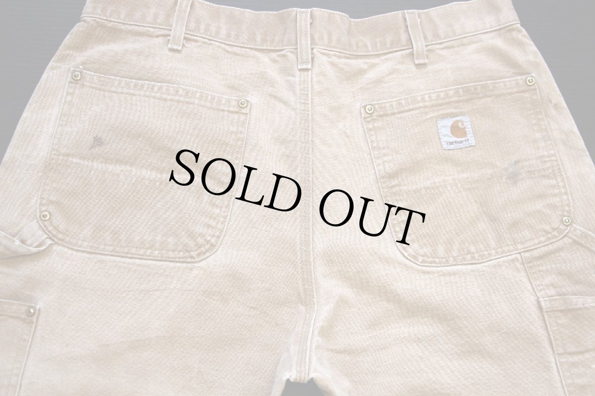 画像5: 00s メキシコ製 carharttカーハート ダブルニー ダック地 ペインターパンツ 茶 フェード w36 L32 (5)