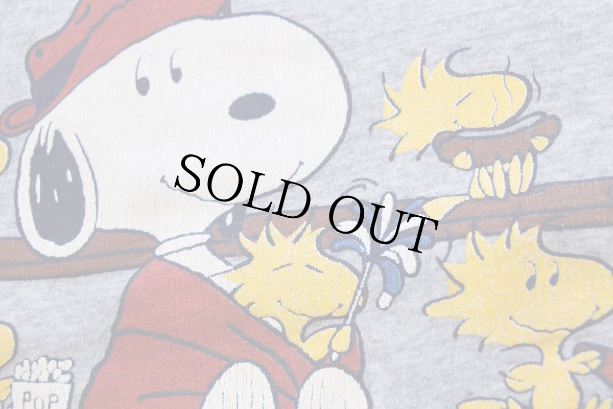 画像4: 80s スヌーピー ウッドストック UNIVERSITY BUFFALO RAH ひび割れプリント スウェット 杢グレー (4)