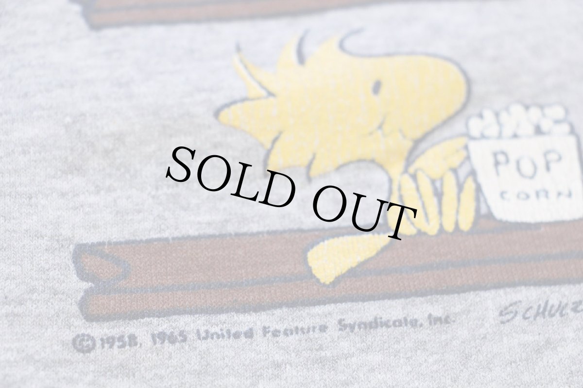 画像5: 80s スヌーピー ウッドストック UNIVERSITY BUFFALO RAH ひび割れプリント スウェット 杢グレー (5)