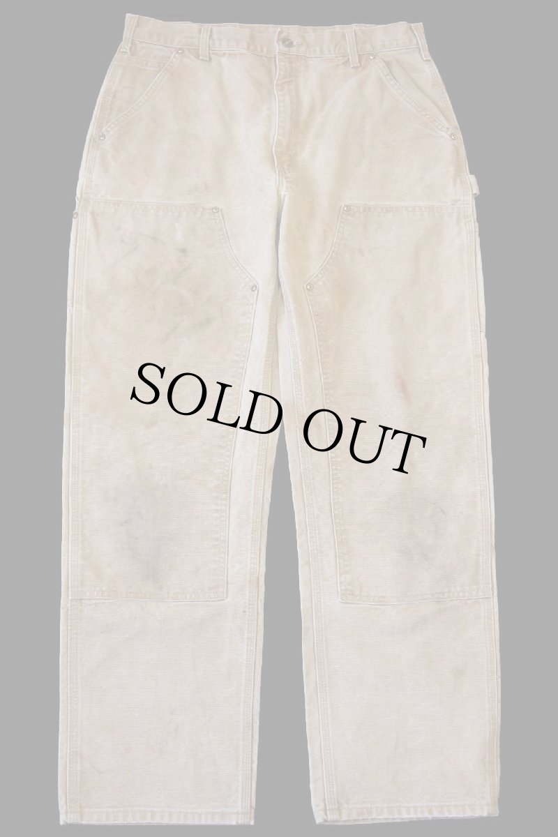 画像2: 00s メキシコ製 carharttカーハート ダブルニー ダック地 ペインターパンツ 茶 フェード w36 L32 (2)