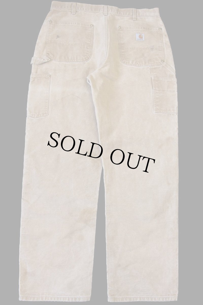 画像3: 00s メキシコ製 carharttカーハート ダブルニー ダック地 ペインターパンツ 茶 フェード w36 L32 (3)