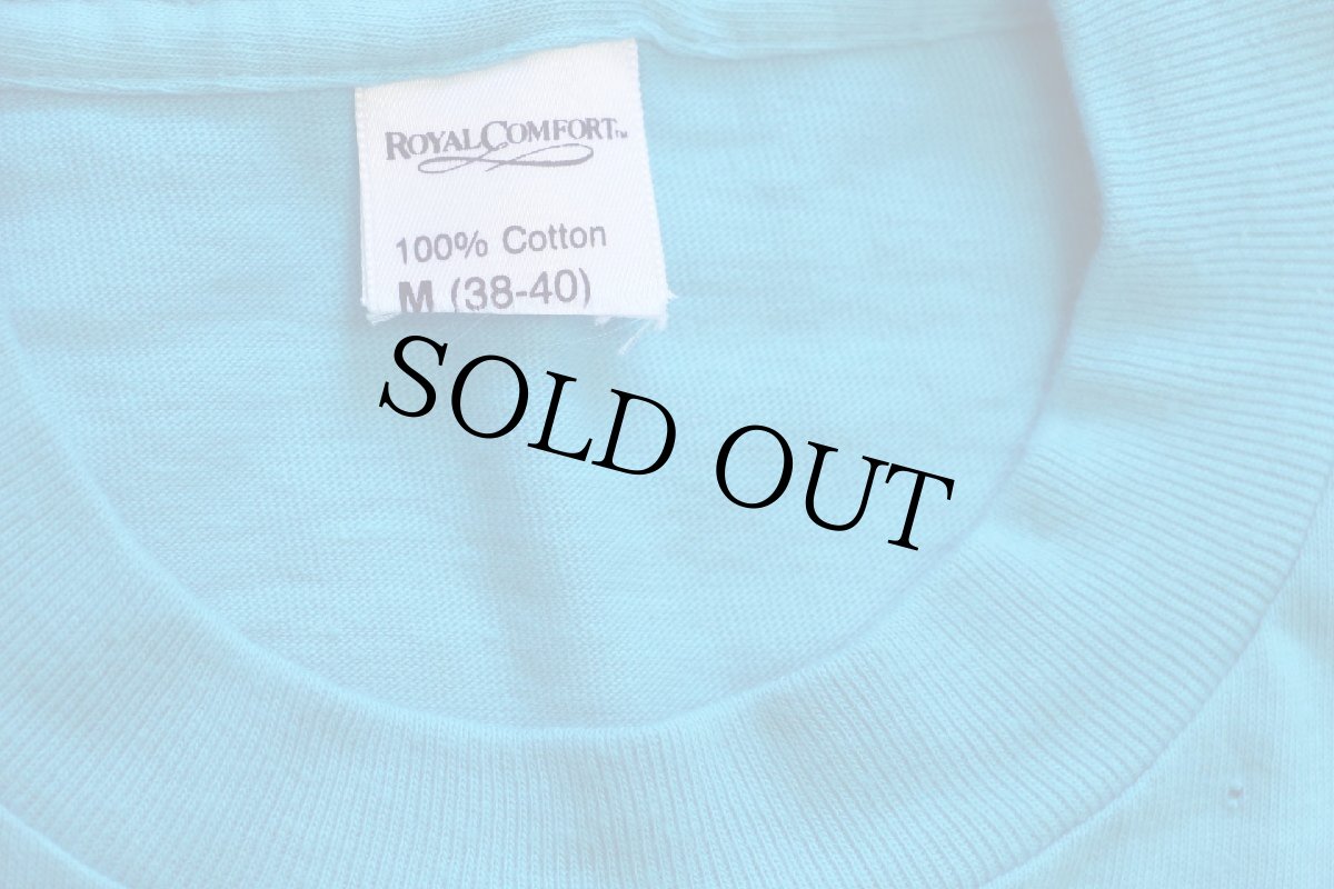 画像4: 90s USA製 ROYAL COMFORT 無地 ポケット付き コットン 長袖Tシャツ 水色 M (4)