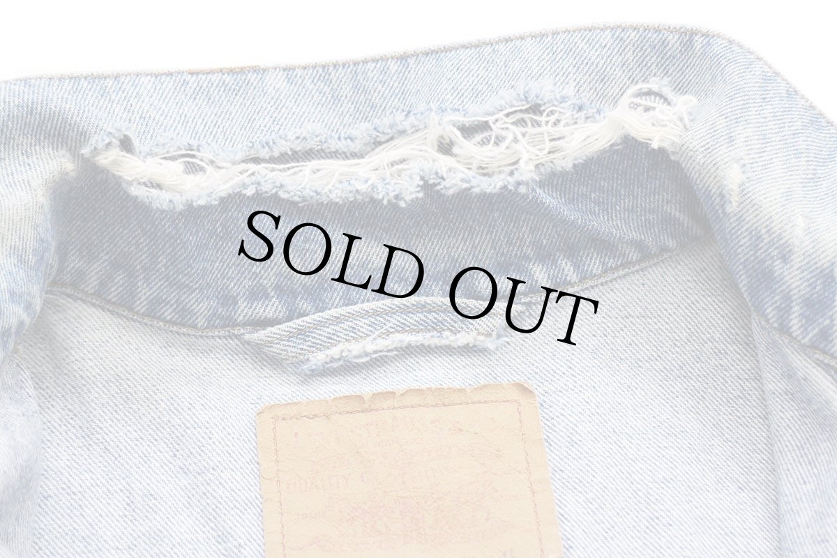 画像7: 80s イタリア製 Levi'sリーバイス 70503 ダメージ デニムジャケット 4ポケット XL★B ユーロ (7)