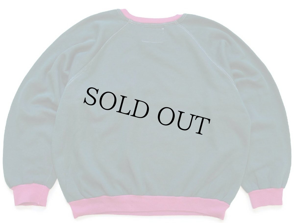 画像2: 80s イタリア製 PEANUTS SNOOPY スヌーピー ベースボール 刺繍 ツートン スウェット 深緑×ピンク M (2)