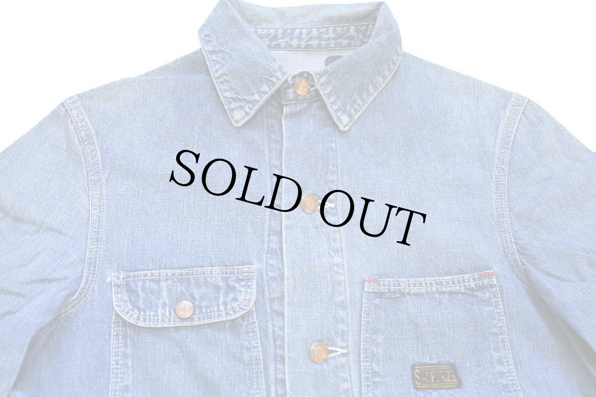 画像3: 60s UNKNOWN ダメージ インディゴ デニム カバーオール (3)