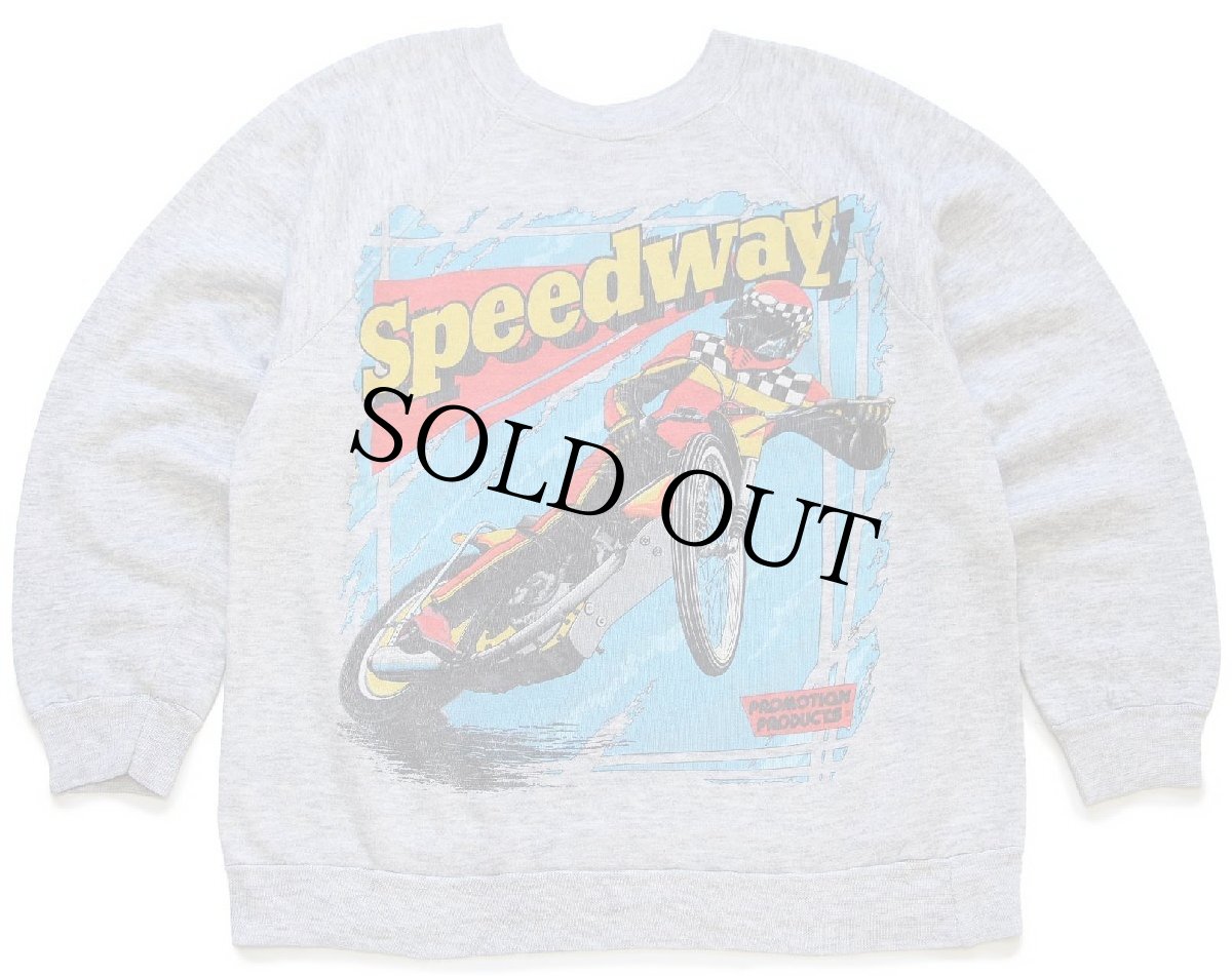 画像1: 80s Speedway ダートトラックレース 両面プリント スウェット 杢グレー (1)