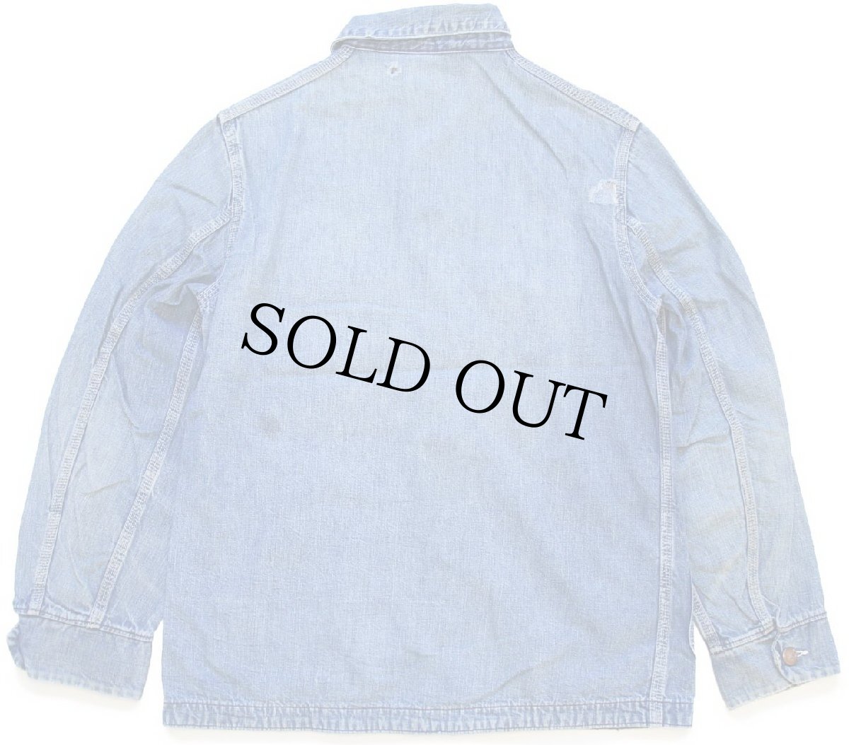 画像2: 60s UNKNOWN ダメージ インディゴ デニム カバーオール (2)