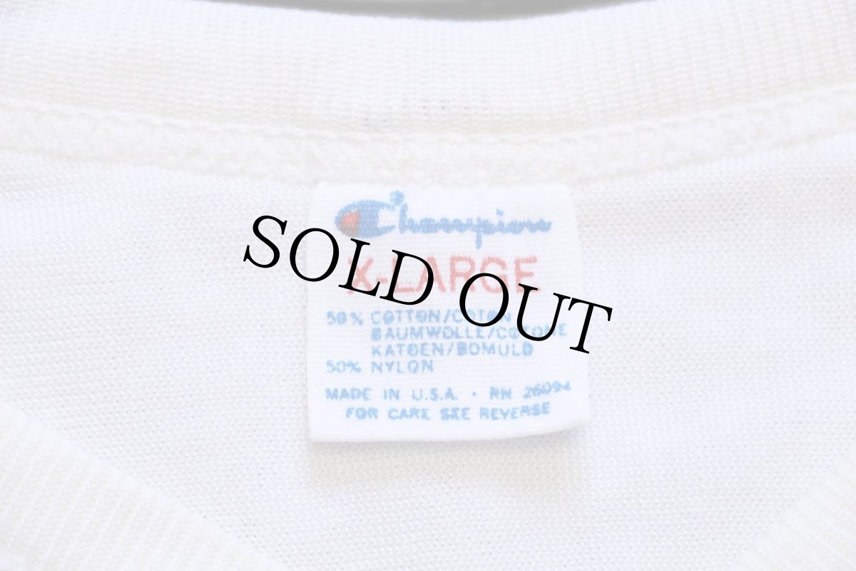 画像4: 80s USA製 Championチャンピオン MASSACHUSETTS Vネック コットン×ナイロン フットボールTシャツ 白 XL (4)