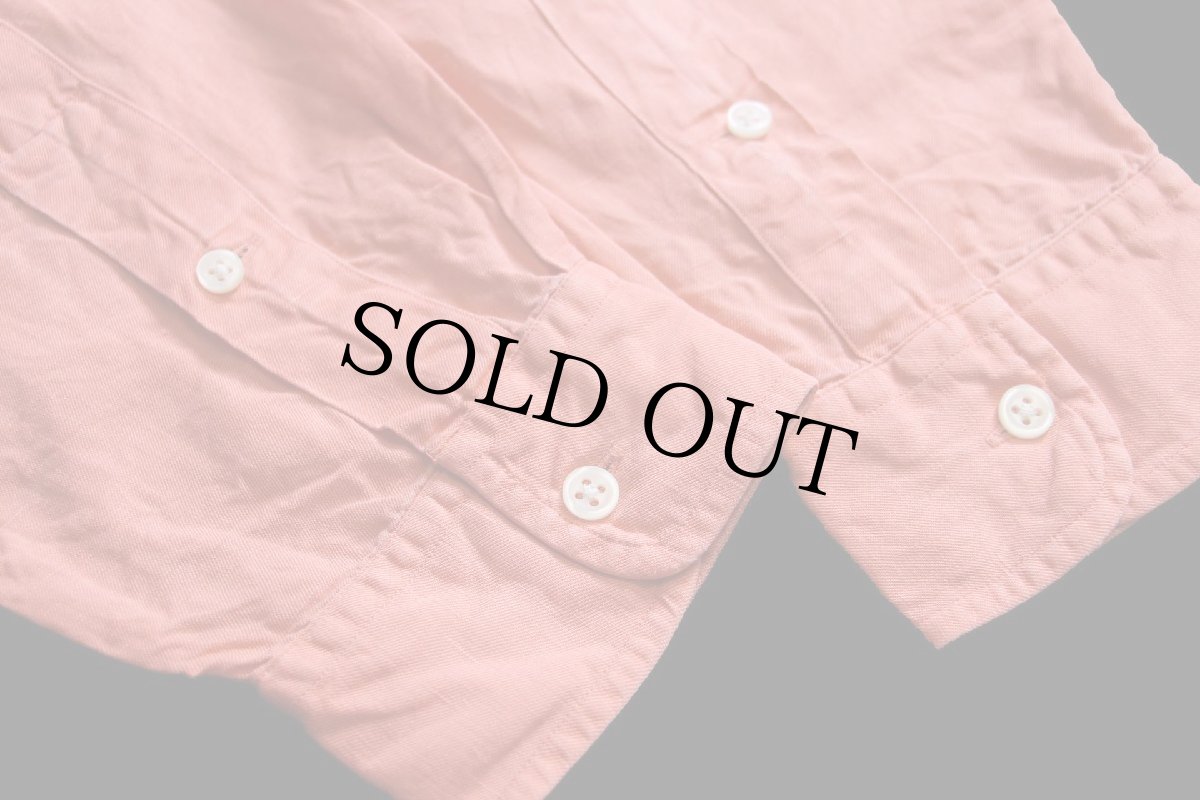 画像6: 00s ポロ ラルフローレン CUSTOM FIT ワンポイント ボタンダウン リネン×シルクシャツ サーモンピンク L (6)