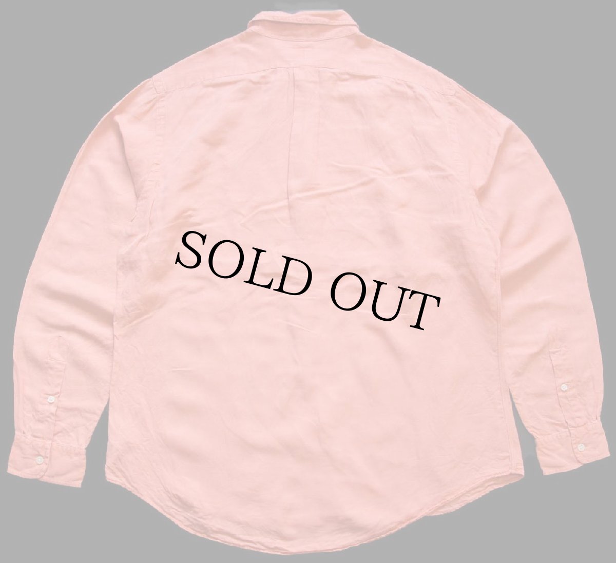画像2: 00s ポロ ラルフローレン CUSTOM FIT ワンポイント ボタンダウン リネン×シルクシャツ サーモンピンク L (2)