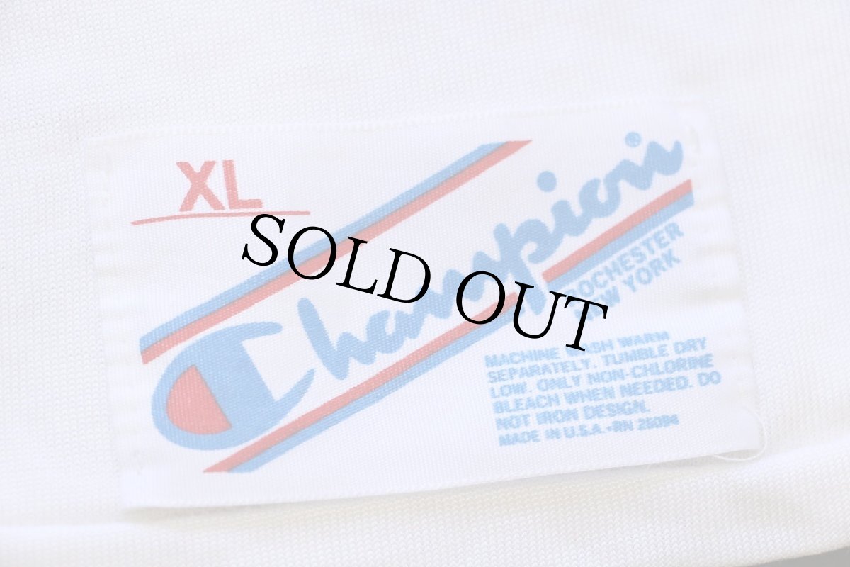 画像5: 80s USA製 Championチャンピオン MASSACHUSETTS Vネック コットン×ナイロン フットボールTシャツ 白 XL (5)