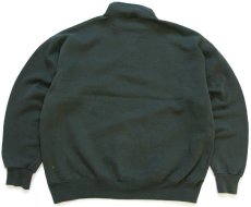 画像2: 90s USA製 RUSSELLラッセル 無地 ハイネック ハーフジップ スウェット 深緑 XL★ブランク (2)