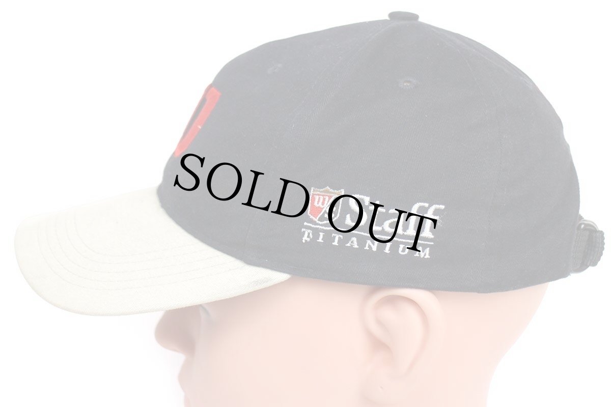 画像2: Wilsonウィルソン TITANIUM Staff Fat Shaft ロゴ刺繍 ツートン 切り替え コットンキャップ 黒×ベージュ (2)