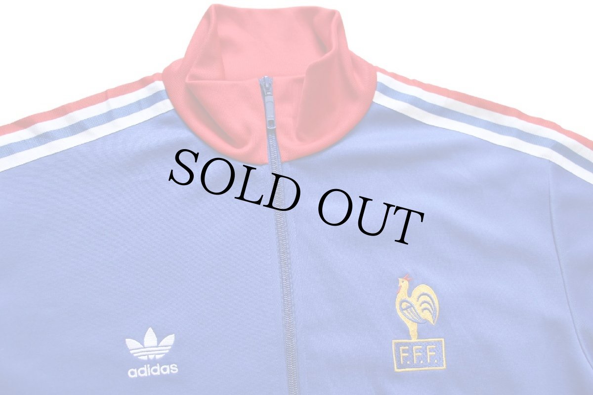 画像3: 00s adidasアディダス トレフォイル FIFA W杯 フランス代表 FFF ロゴ刺繍 ツートン ハイネック トラックジャケット 青×赤 L★ジャージ (3)
