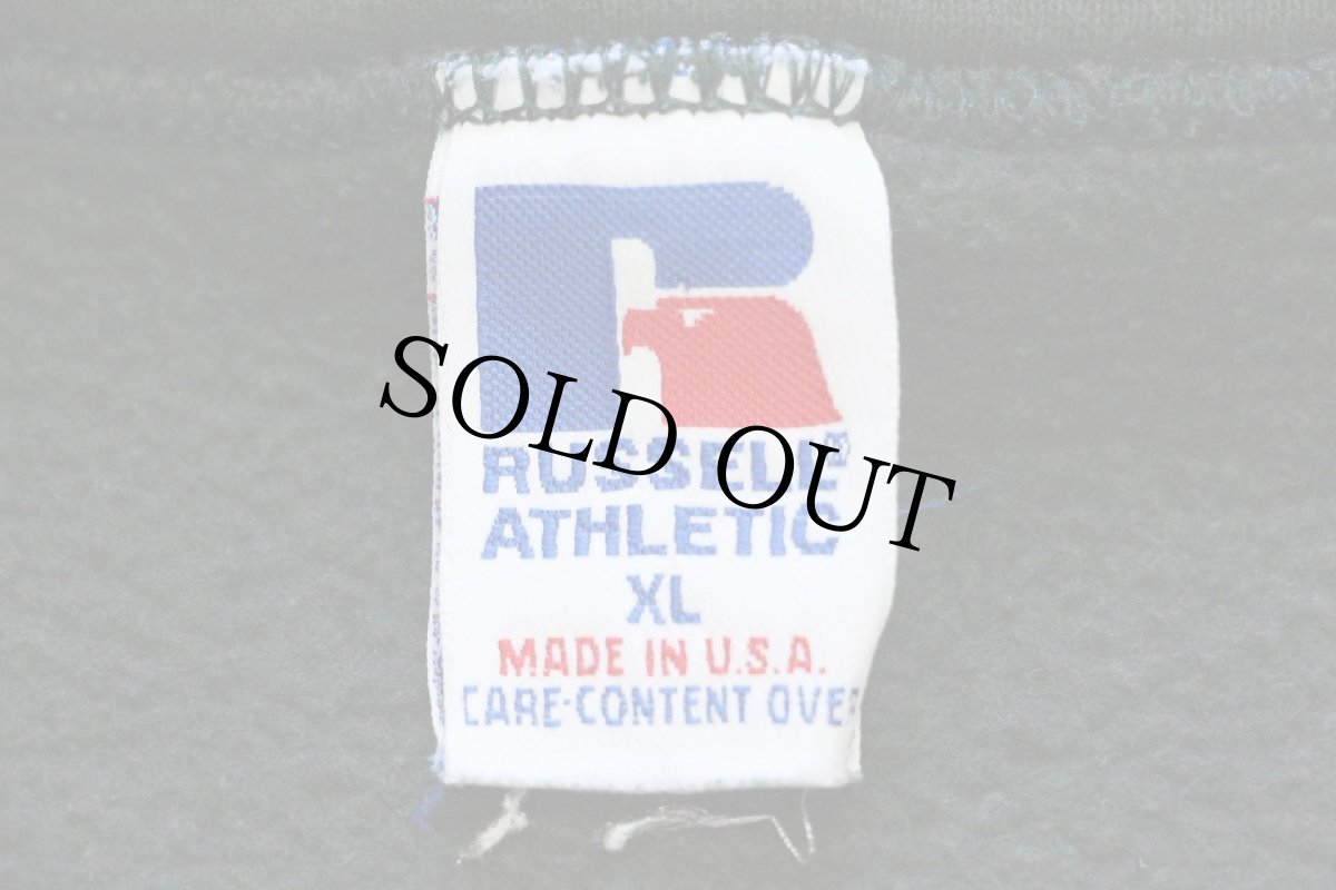 画像4: 90s USA製 RUSSELLラッセル 無地 ハイネック ハーフジップ スウェット 深緑 XL★ブランク (4)