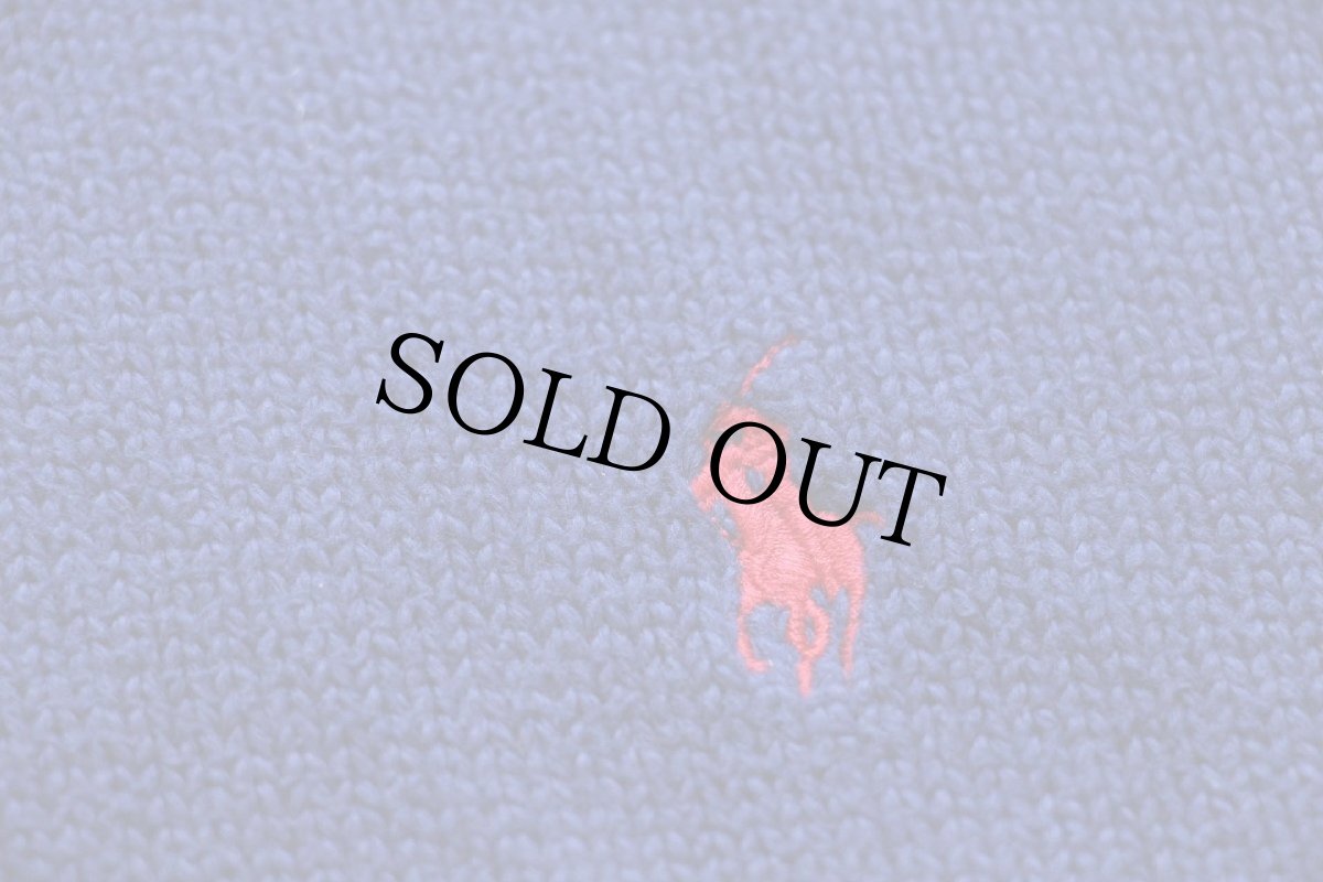 画像5: 00s ポロ ラルフローレン ワンポイント ハイネック フルジップ コットンニット セーター 濃青 M (5)