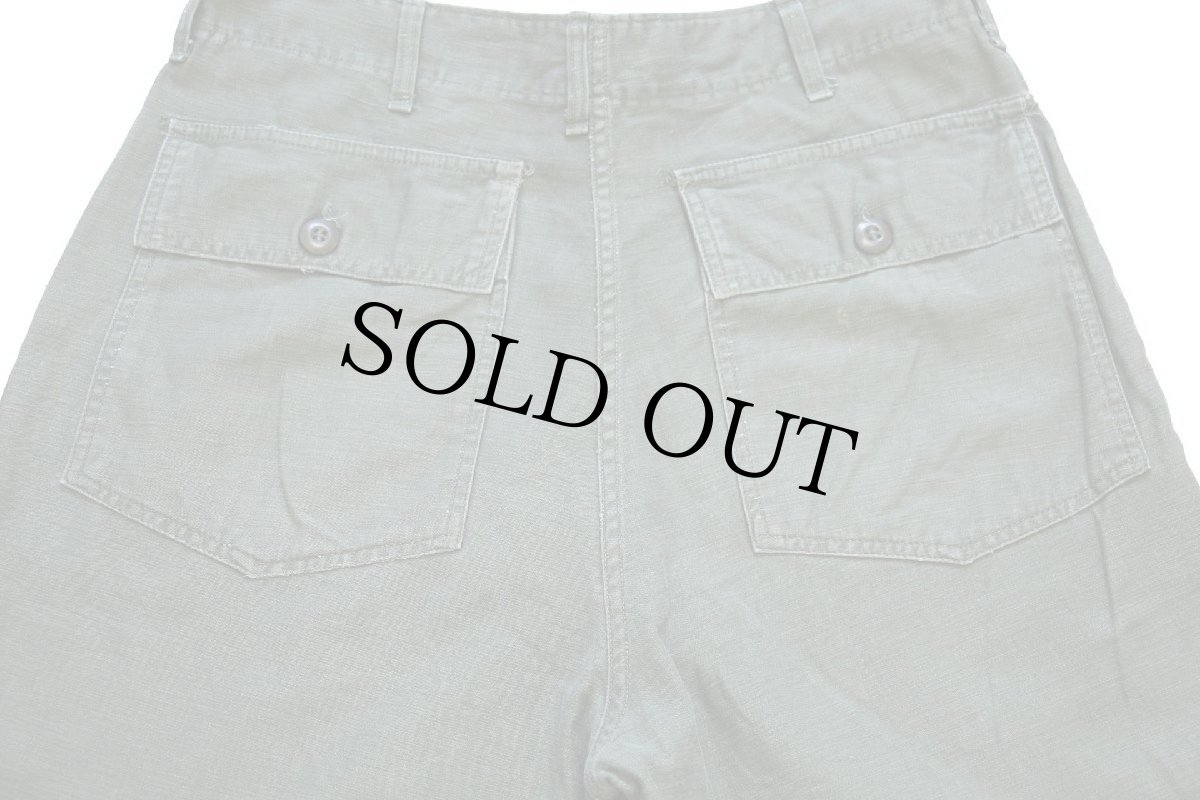 画像5: 60s 米軍 U.S.ARMY コットンサテン ユーティリティ ベイカーパンツ オリーブグリーン w34 L33★F (5)