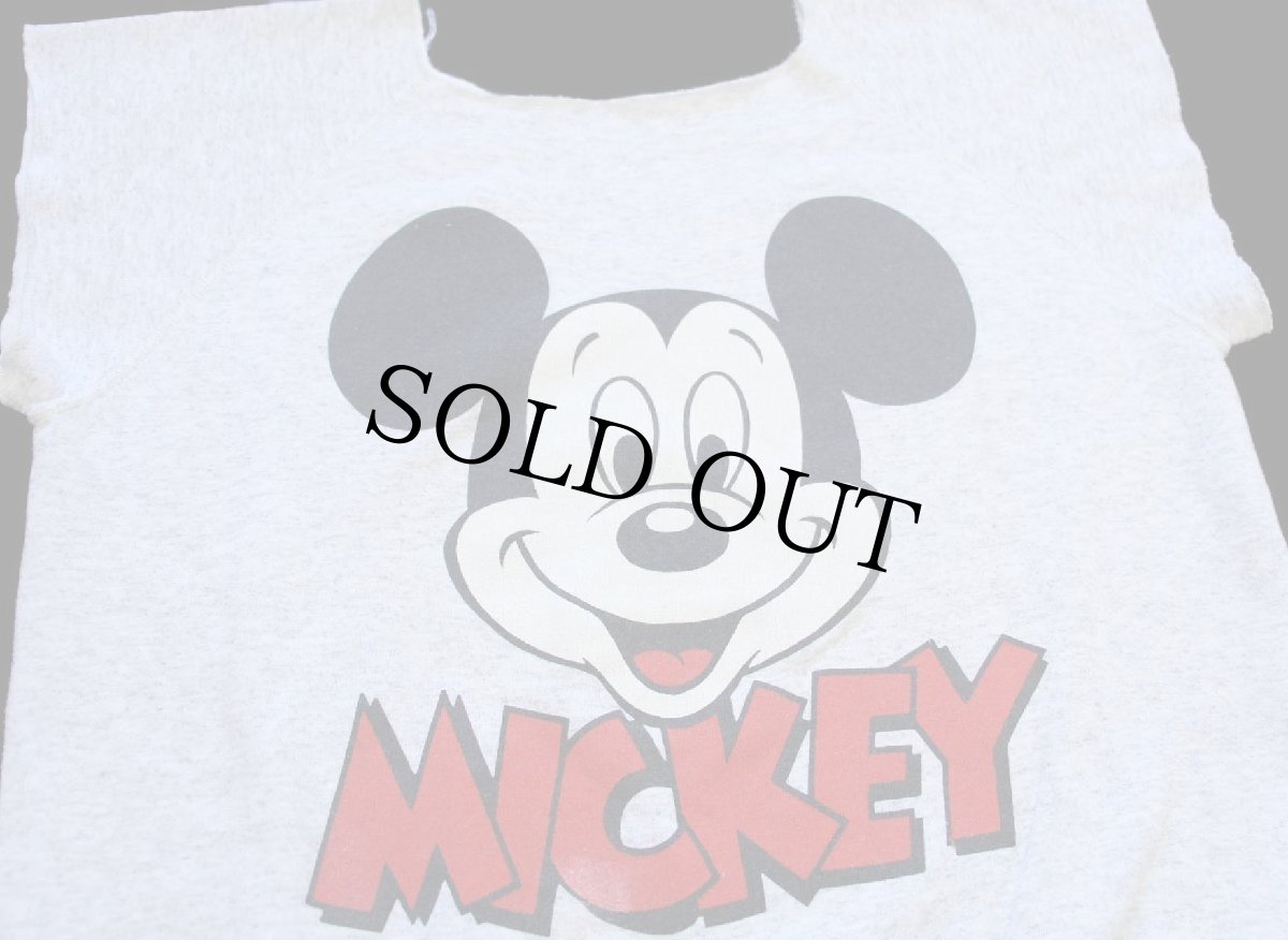 画像3: 80s Disneyディズニー MICKEY ミッキー マウス ノースリーブ スウェット 杢ライトグレー (3)