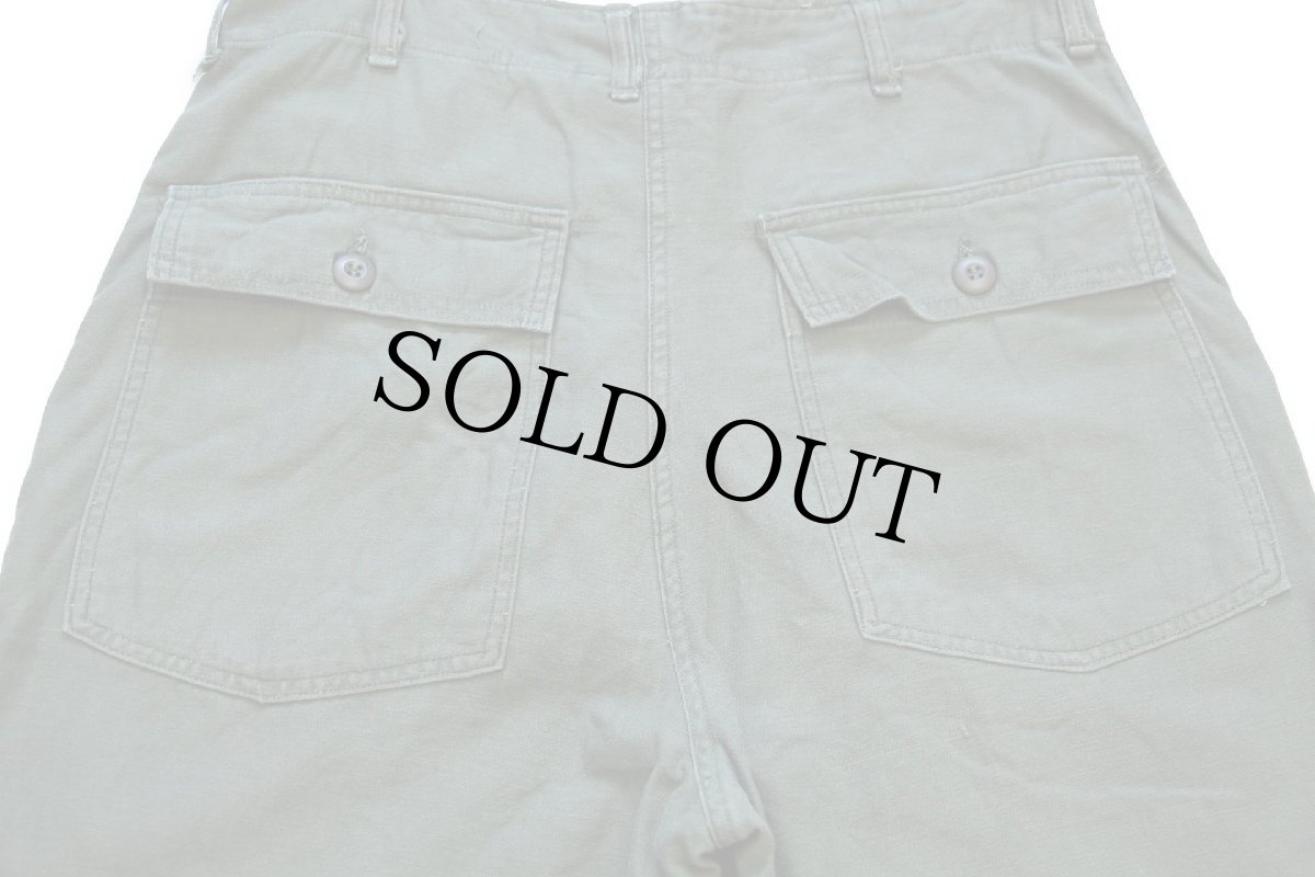 画像5: 60s 米軍 U.S.ARMY コットンサテン ユーティリティ ベイカーパンツ オリーブグリーン w34 L33★E (5)