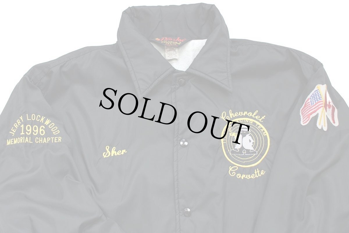 画像3: 90s USA製 Pla-Jac Dunbrooke ITALIAN RACING TEAM Chevrolet Corvette シボレー コルベット 刺繍 ナイロン コーチジャケット 黒 L (3)