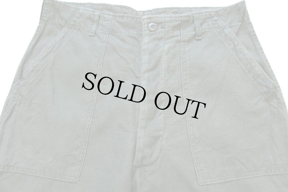 画像4: 60s 米軍 U.S.ARMY コットンサテン ユーティリティ ベイカーパンツ オリーブグリーン w33★D (4)