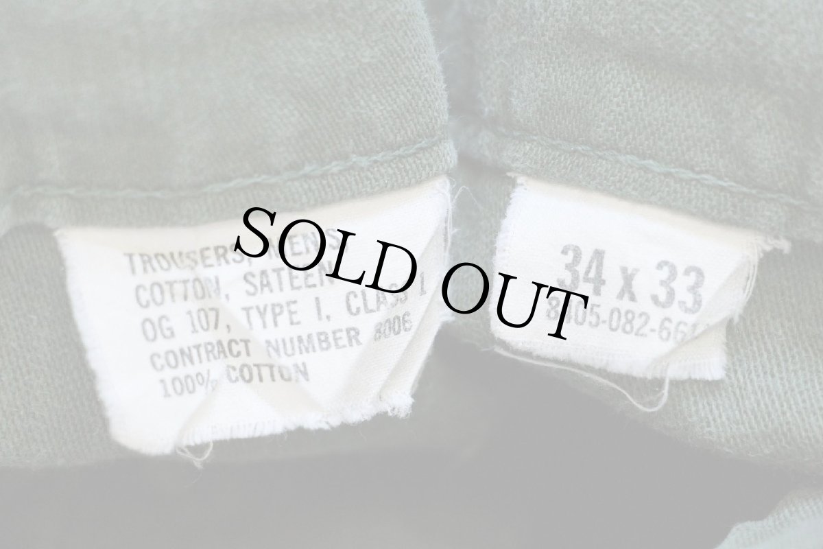 画像6: 60s 米軍 U.S.ARMY コットンサテン ユーティリティ ベイカーパンツ オリーブグリーン w34 L33★F (6)