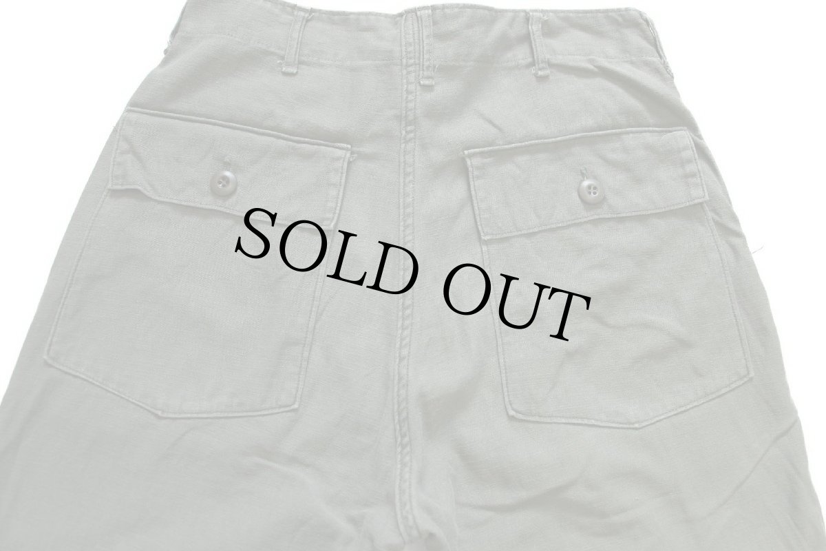 画像5: 70s 米軍 U.S.ARMY コットンサテン ユーティリティ ベイカーパンツ カスタム オリーブグリーン w32 L33★A (5)