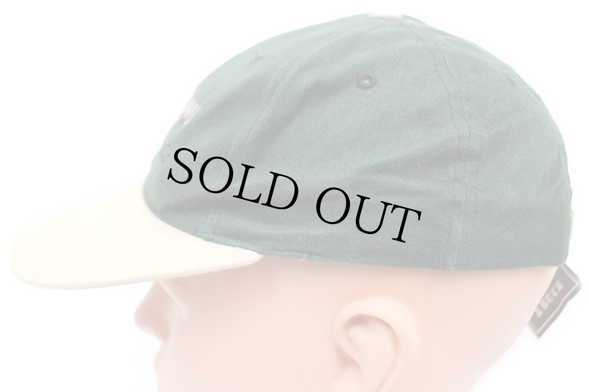 画像2: デッドストック★90s Haggen WWU 1997 Golf Classic Vikings 刺繍 ツートン 切り替え コットンキャップ 緑×カーキ (2)