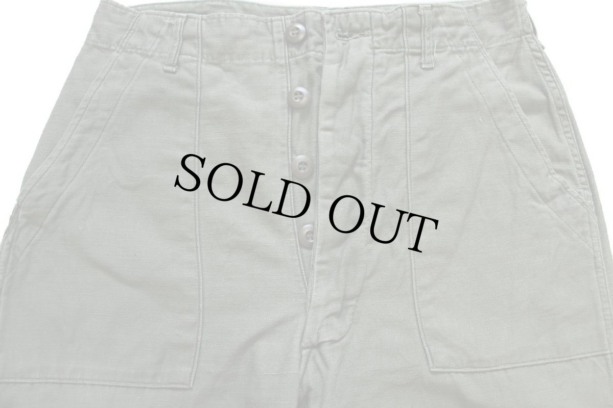 画像4: 70s 米軍 U.S.ARMY コットンサテン ユーティリティ ベイカーパンツ カスタム オリーブグリーン w32 L33★A (4)