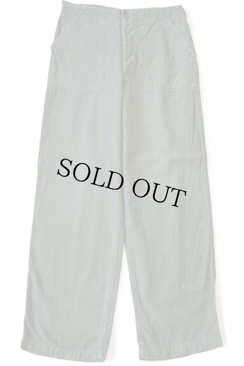 画像2: 60s 米軍 U.S.ARMY コットンサテン ユーティリティ ベイカーパンツ オリーブグリーン w34 L33★F (2)