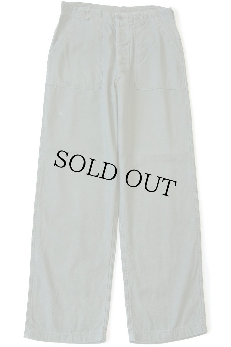 画像2: 60s 米軍 U.S.ARMY コットンサテン ユーティリティ ベイカーパンツ オリーブグリーン w34 L33★E (2)