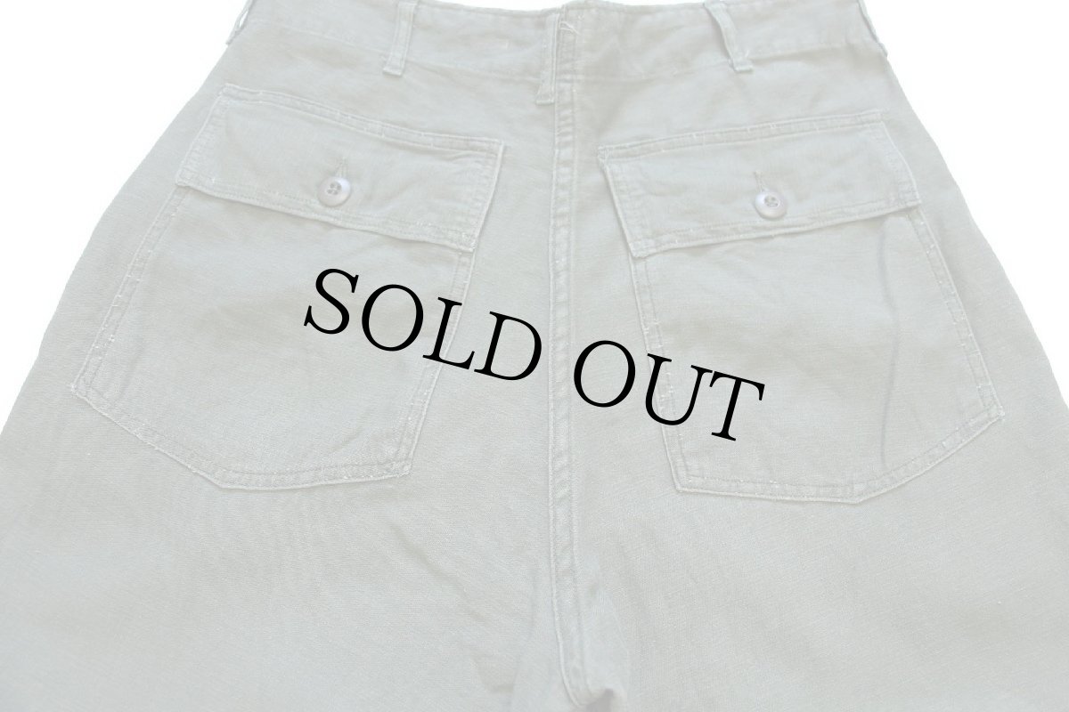 画像5: 60s 米軍 U.S.ARMY コットンサテン ユーティリティ ベイカーパンツ オリーブグリーン w33★D (5)