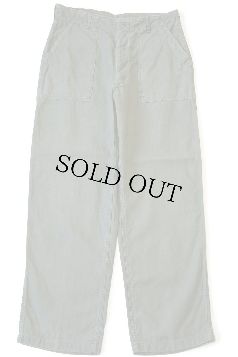 画像2: 60s 米軍 U.S.ARMY コットンサテン ユーティリティ ベイカーパンツ オリーブグリーン w33★D (2)