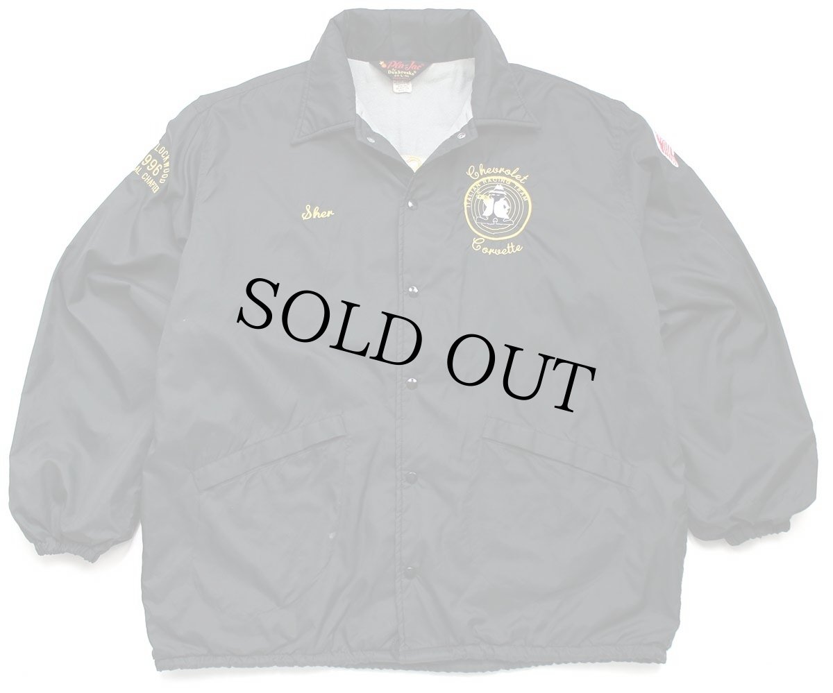 画像2: 90s USA製 Pla-Jac Dunbrooke ITALIAN RACING TEAM Chevrolet Corvette シボレー コルベット 刺繍 ナイロン コーチジャケット 黒 L (2)