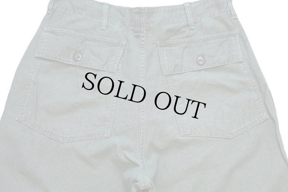 画像5: 60s 米軍 U.S.ARMY コットンサテン ユーティリティ ベイカーパンツ オリーブグリーン w34 L33★G (5)