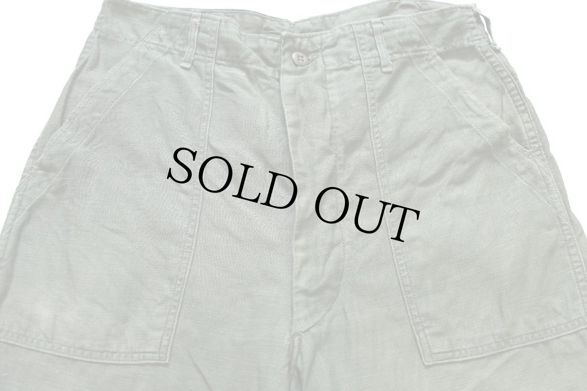 画像4: 60s 米軍 U.S.ARMY コットンサテン ユーティリティ ベイカーパンツ オリーブグリーン w32 L31★B (4)