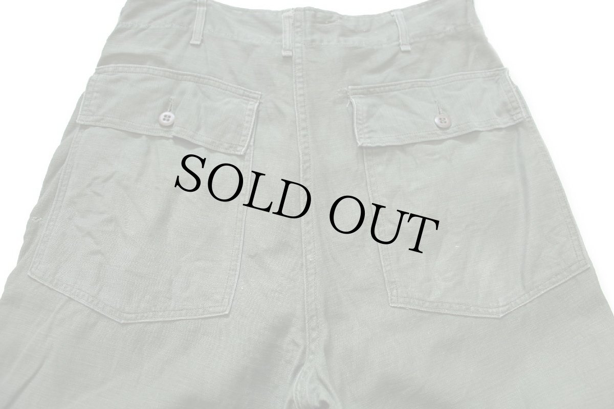 画像5: 60s 米軍 U.S.ARMY コットンサテン ユーティリティ ベイカーパンツ オリーブグリーン w32 L31★B (5)