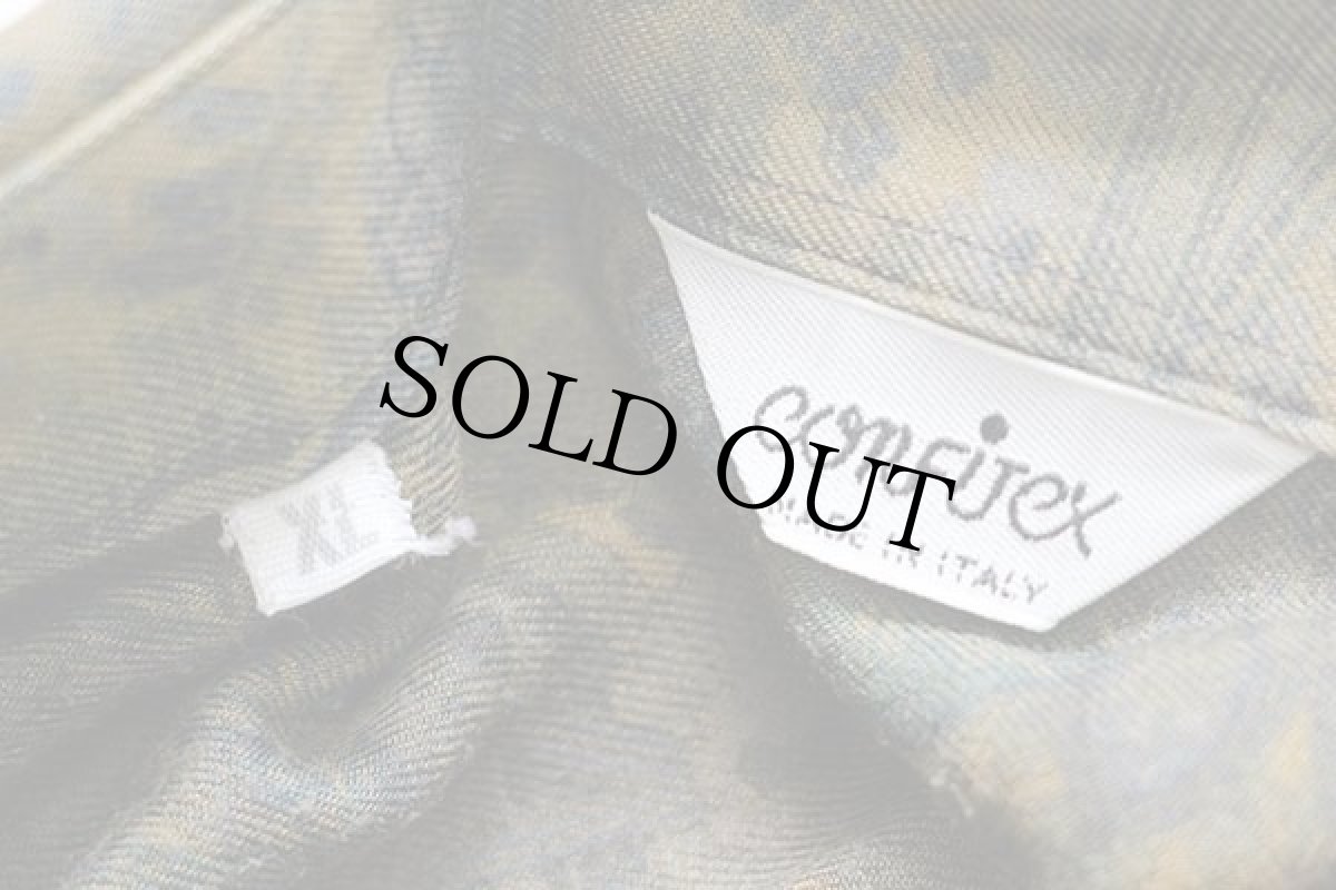 画像4: 80s イタリア製 confitex ペイズリー×ボタニカル 総柄 レーヨンシャツ XL (4)