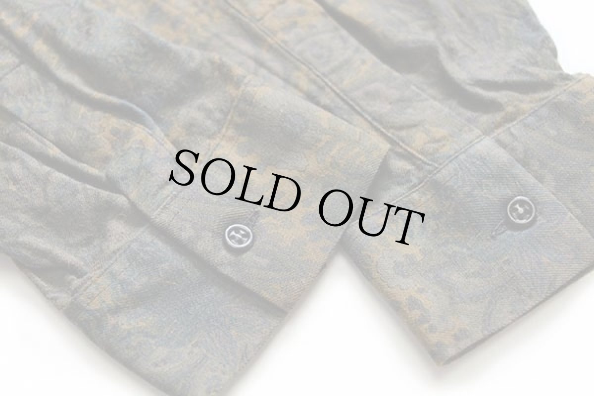 画像6: 80s イタリア製 confitex ペイズリー×ボタニカル 総柄 レーヨンシャツ XL (6)