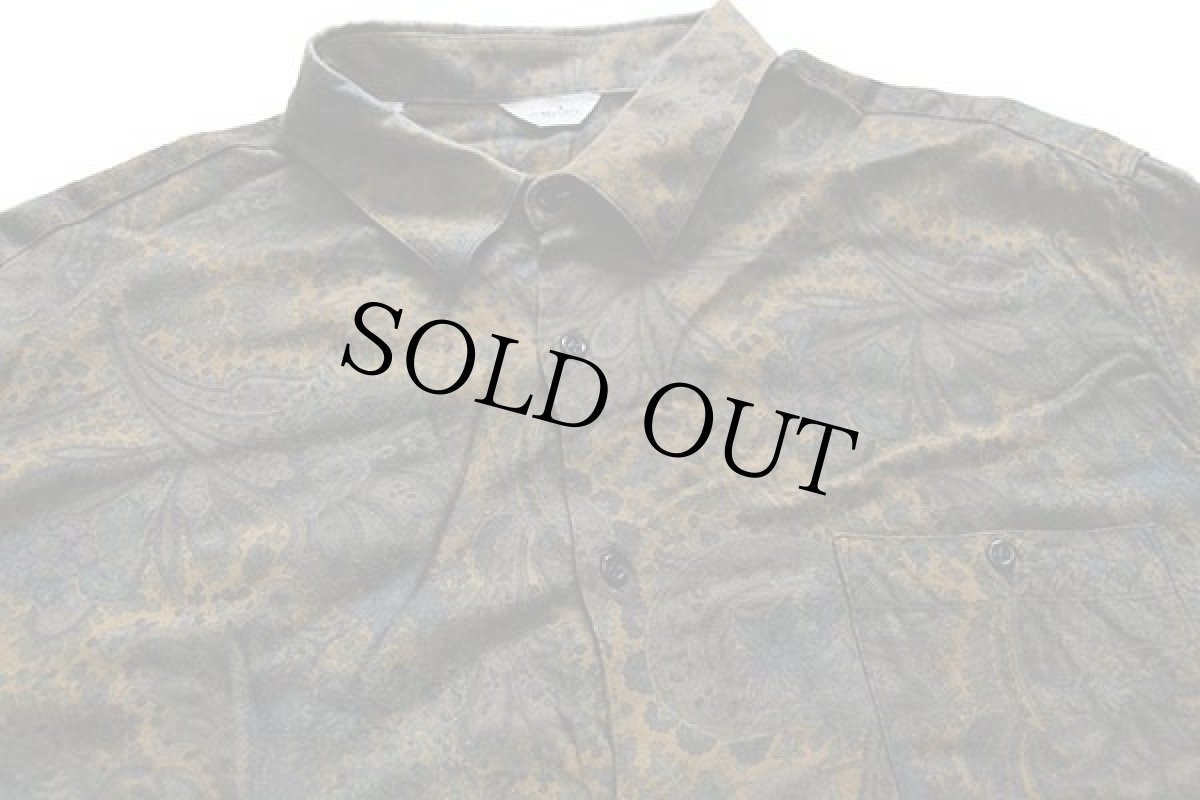 画像3: 80s イタリア製 confitex ペイズリー×ボタニカル 総柄 レーヨンシャツ XL (3)