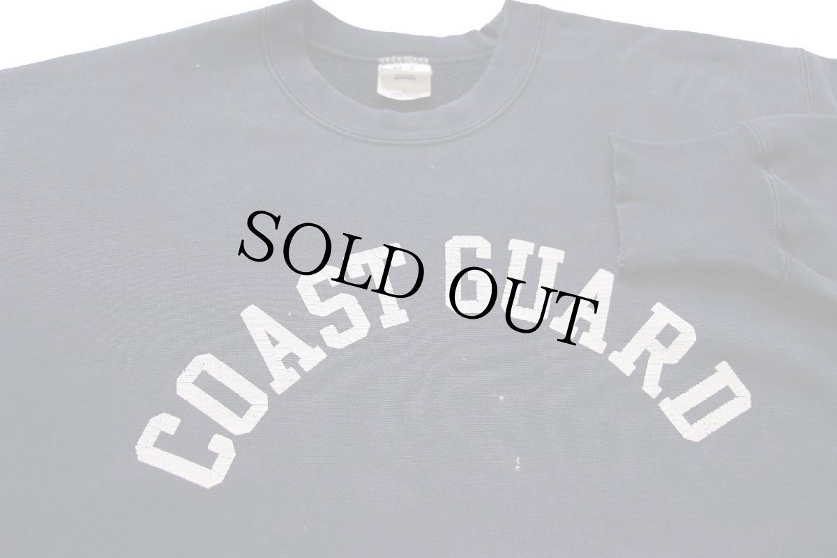 画像3: 90s USA製 SOFFE COAST GUARD ひび割れプリント リバースウィーブ スウェット 紺 フェード L (3)