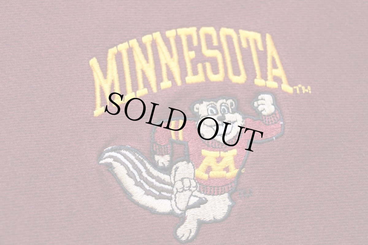 画像4: 00s Championチャンピオン MINNESOTA GOPHERS マスコット刺繍 リバースウィーブ スウェット バーガンディ XL (4)