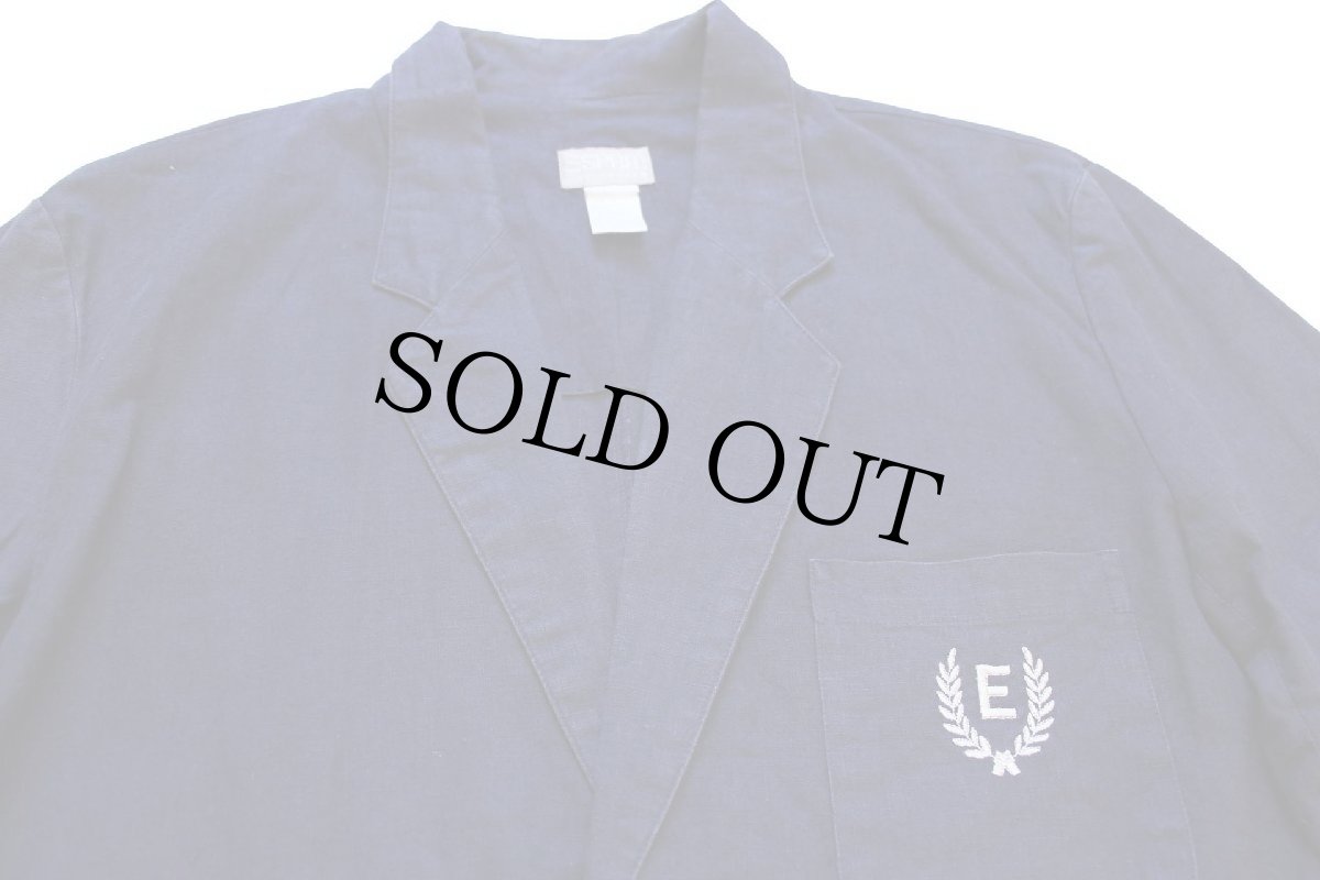 画像3: 90s ESPRIT ロゴ刺繍 3つボタン リネン×コットン テーラードジャケット ナス紺 L★ブレザー (3)