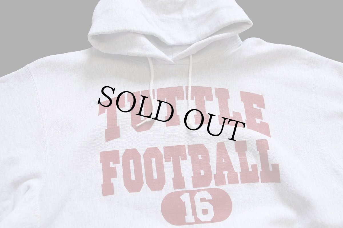 画像3: 90s USA製 TUTTLE FOOTBALL 16 三段中抜き リバースウィーブ スウェットパーカー 杢グレー L (3)