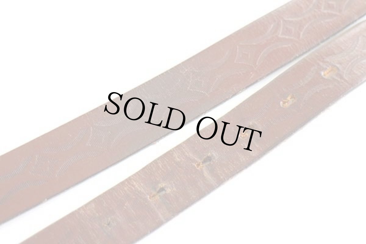 画像6: ビンテージ UNKNOWN 型押し レザーベルト 茶 34 (6)