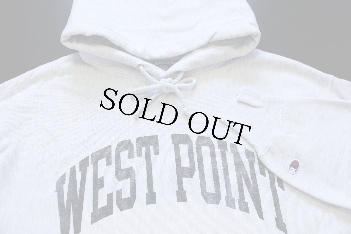 画像3: 00s Championチャンピオン WEST POINT リバースウィーブ スウェットパーカー 杢ライトグレー (3)