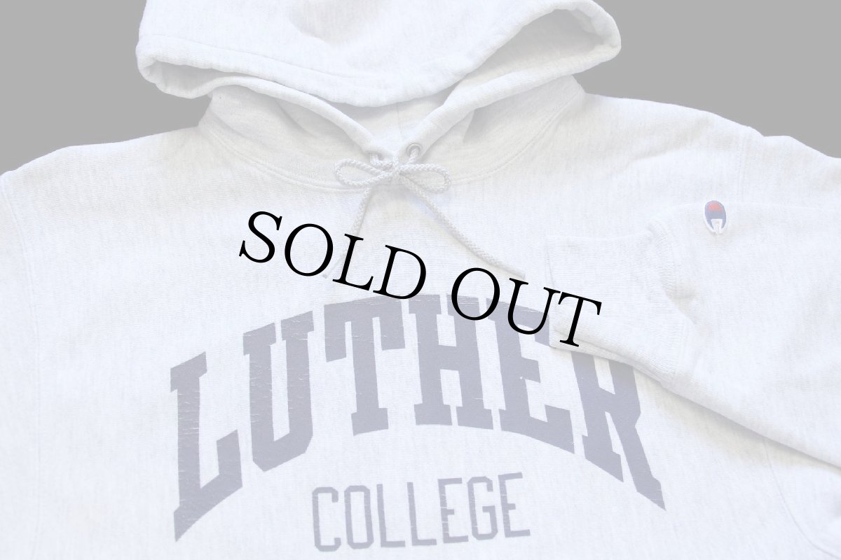 画像3: 00s Championチャンピオン LUTHER COLLEGE リバースウィーブ スウェットパーカー 杢グレー★フーディー (3)