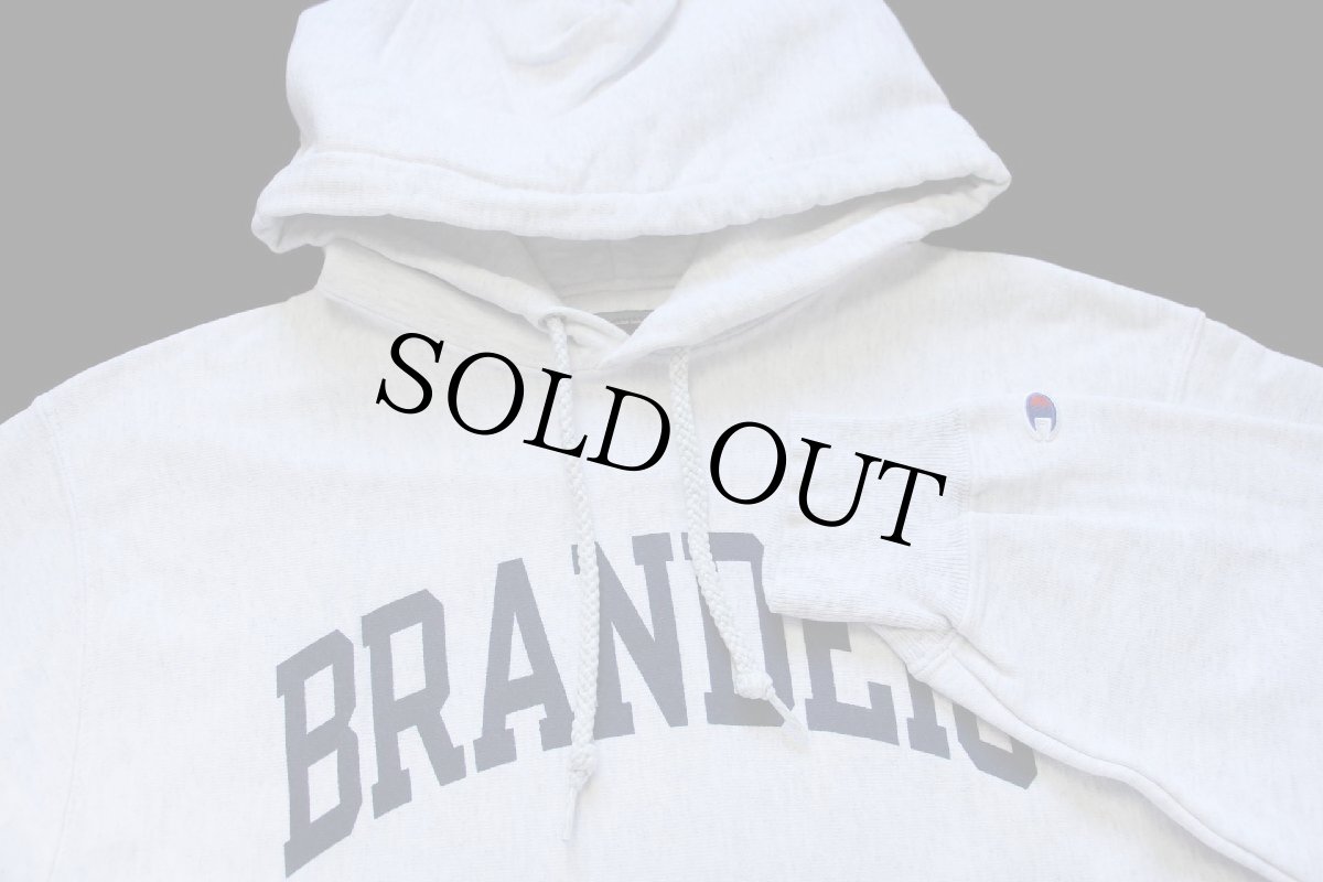 画像3: 00s メキシコ製 Championチャンピオン BRANDEIS リバースウィーブ スウェットパーカー 杢ライトグレー M (3)